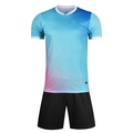 Men's soccer training set with blue and pink gradient jersey and black shorts - M / Lake Blue