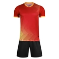 Men's soccer training set featuring a red short sleeve jersey and black athletic shorts - M / Red