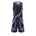Completo da basket uomo nero e viola, canotta senza maniche traspirante e pantaloncini - L / Nero