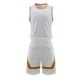 Completo basket da uomo con canotta bianca senza maniche e pantaloncini con bordi dorati - L / Cachi Bianco