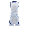 Completo da basket bianco con bordo blu scuro e motivi a onde su tessuto mesh - L / Bianco e Blu