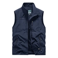 Dark blue outdoor casual vest with standing collar and multiple zipper pockets - S / Top (1906) / Dark Blue