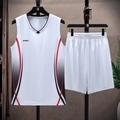 Tuta sportiva bianca traspirante da uomo con canotta senza maniche e pantaloncini da corsa - M / Bianco