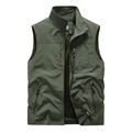 Men's dark olive green outdoor utility vest with mesh lining and multi-zippered pockets - S / Top (1908) / Army Green