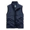 Men's outdoor utility fishing vest in dark blue with zip pockets and breathable mesh lining - S / Tops / Navy Blue (1908)