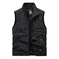 Men's black quick-dry outdoor vest with stand collar and functional zip pockets - S / Tops / Black (1908)