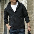 Men's black hooded windbreaker jacket with multiple zipper pockets for outdoor activities - 6XL / Black