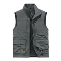 Men's dark grey multi-pocket tactical vest with standing collar and breathable mesh lining - S / Tops / Gray 677