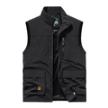 Men's casual loose outdoor vest with multi-pockets, zipper closure, and mesh lining - S / Tops / Black 677