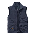 Men's casual loose outdoor vest with multi-pocket design and breathable mesh lining - S / Top (677) / Navy Blue