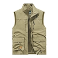 Men's outdoor utility vest in khaki green with multiple pockets and breathable mesh lining - S / Tops / Khaki 677