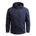 Giacca a vento uomo blu navy con cappuccio, tasche a zip e polsini con velcro - M / Leggero Strato Singolo / 868 Blu Profondo