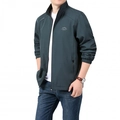 Men's business casual lapel jacket in dark green with windproof outdoor fabric - M / Dark Green