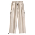 Pantaloni cargo uomo leggeri in seta di ghiaccio beige con vita elastica a coulisse - M / Albicocca