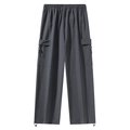 Pantaloni cargo da uomo in seta di ghiaccio grigio scuro con vita elastica e tasche laterali - M / grigio scuro