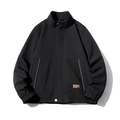 Chaqueta casual negra para hombre con cremallera y parche naranja de moda urbana - M / Negro