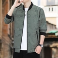 Blouson bomber homme vert armée avec motif camouflage et col baseball noir côtelé - M / Vert