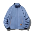 Chaqueta casual de hombre en azul niebla con cuello alto y detalle de parche decorativo - M / Azul