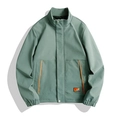 Chaqueta casual de hombre verde menta con cuello alto y detalles en naranja - M / Verde