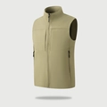 Men's breathable khaki outdoor vest with stand collar and functional zip pockets - M / Khaki