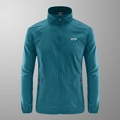 Men's lake blue lightweight sun protection outdoor jacket with breathable stand collar - M / Top (OUT Print) / Denim Blue