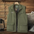 Gilet da uomo verde per esterni con colletto in piedi e tasche multiple funzionali - M / Verde Militare