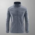 Men's grey ultra-thin breathable outdoor jacket with stand collar and orange zipper pulls - M (Recommended 90-115 Jin) / Tops / Dark Grey (No Print)