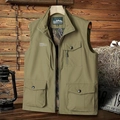Gilet tattico da esterno verde oliva con tasche multiple e cerniera per uso utility - M / Cachi
