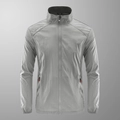 Men's ultra-thin breathable light grey outdoor jacket with stand collar and zipper detail - M (Recommended 90-115 Jin) / Tops / Light Grey (No Print)