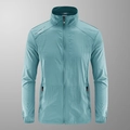 Men's light blue breathable outdoor jacket with stand collar and zipper pocket - M (Recommended 90-115 Jin) / Tops / Light Blue (No Print)