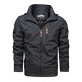 Veste outdoor gris foncé pour homme avec zip étanche et tissu coupe-vent texturé - M / Gris
