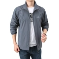 Men's dark grey ultra-thin breathable sun protection outdoor jacket with stand collar - M (Recommended 90-115 Jin) / Top (Mountain Print) / Dark Gray