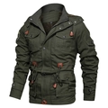 Giacca tattica militare da uomo verde oliva con calda fodera in pile e cappuccio - M / Verde Militare