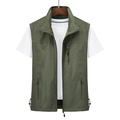 Gilet da uomo sportivo verde militare leggero con tasche e colletto alla coreana - M / Verde Militare
