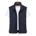 Men's lightweight navy blue outdoor vest with zipper pockets and stand collar - S / Tops / Navy Blue (7882)