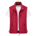 Gilet da pesca rosso ad asciugatura rapida con tasche multiple e logo ricamato - M / Rosso