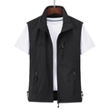 Gilet sportivo da uomo nero ad asciugatura rapida con tasche multiple e collo alto - M / Nero