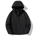 Chaqueta negra impermeable para hombre con capucha y puños ajustables para exteriores - M / Hombre Negro