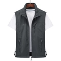 Gilet sportivo leggero da uomo ad asciugatura rapida con collo alto e tasche con zip - M / Grigio