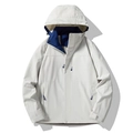 Chaqueta gris claro impermeable con capucha y forro interior azul oscuro en contraste - M / Hombre Gris/Azul Real