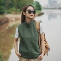 Men's casual loose outdoor vest in army green with multi-pockets and full zipper closure - S / Casual Outdoor Top (8822) / Army Green