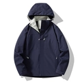 Chaqueta táctica azul marino impermeable para hombre con capucha ajustable y puños velcro - M / Hombre Azul Marino/Gris