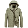 Chaqueta de exterior con capucha para hombre verde caqui con bolsillos y forro de malla - M / Caqui