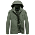Chaqueta cortavientos para hombre verde militar con capucha y bolsillos con cremallera - M / Verde Militar