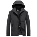 Chaqueta cortavientos negra con capucha para hombre con forro de malla y parche - M / Negro