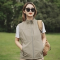 Men's casual loose outdoor vest in light khaki with multi-pockets and full zipper closure - S / Top (8822) / Khaki