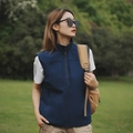 Men's casual loose dark blue zip-up outdoor vest with a high collar for hiking - S / Top (8822) / Dark Blue