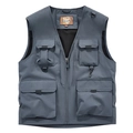 Chaleco de pesca gris para hombre con múltiples bolsillos y forro de malla - M / Gris