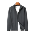 Men's dark gray breathable lightweight jacket with stand collar and zipper closure - M / Gray