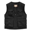 Chaleco de pesca negro para hombre con múltiples bolsillos y anillas en D para exteriores - M / Negro